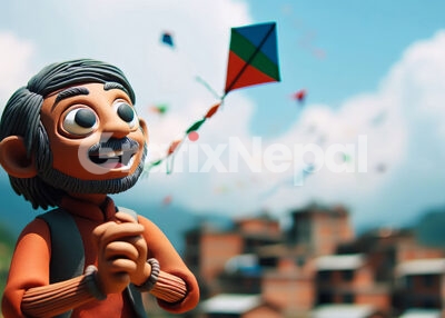 man looking kite