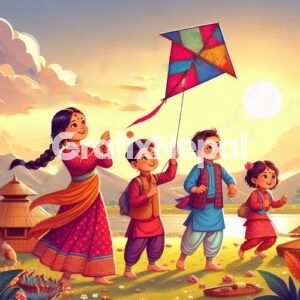 kids flying kites