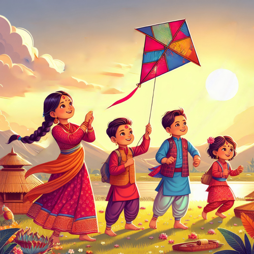 kids flying kites