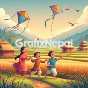 Flying kites in dashain