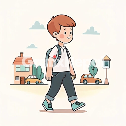 boy walking school