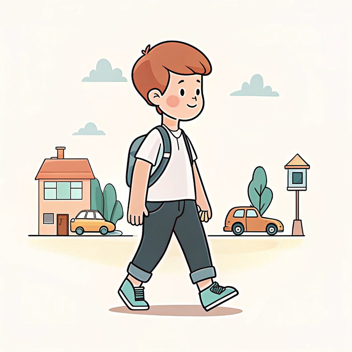 boy walking school