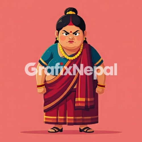 Angry Nepali woman character