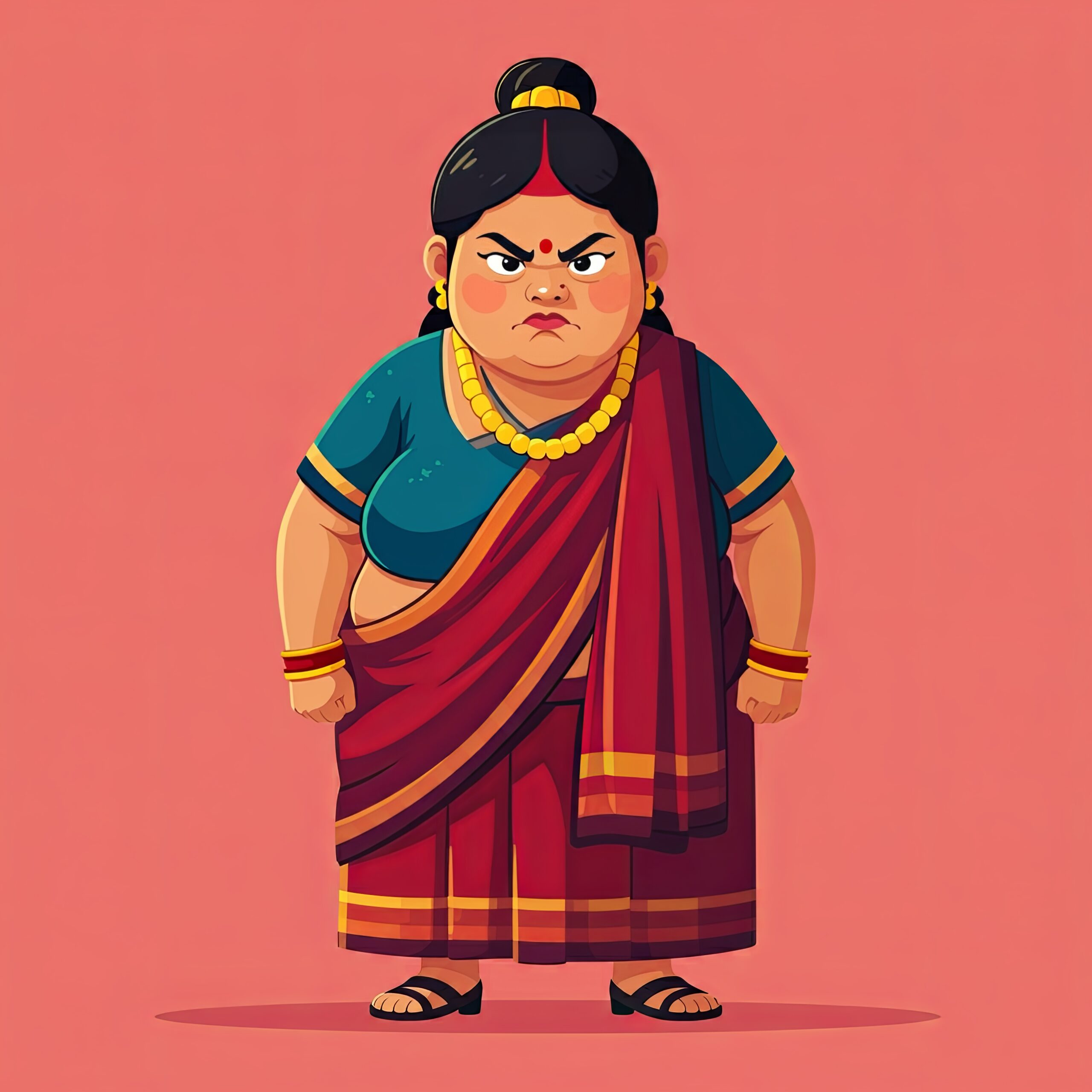 Angry Nepali woman character