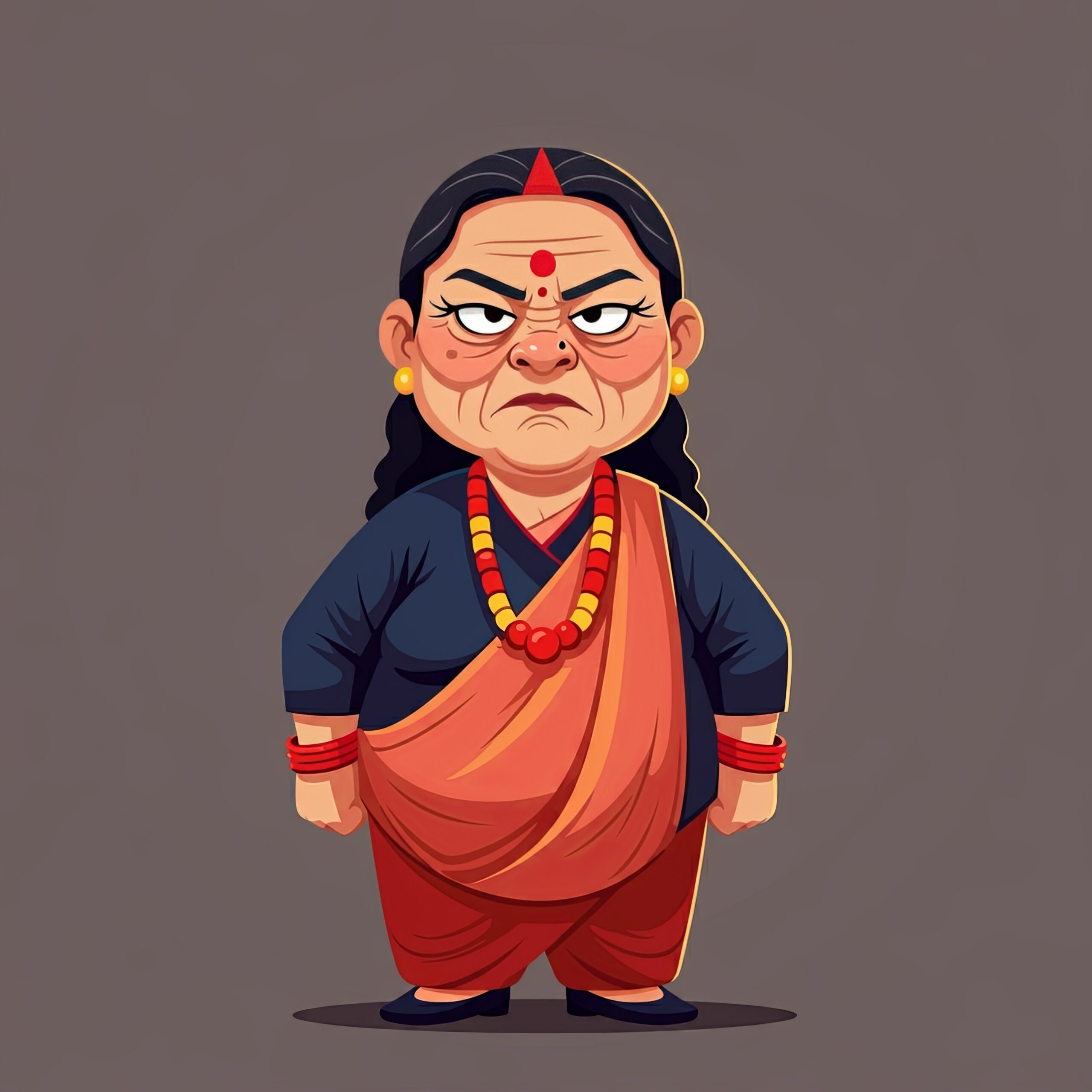 Angry Nepali woman character, Angry Asian Woman, Rage Concept, shouting with anger and negative emotions vector illustration