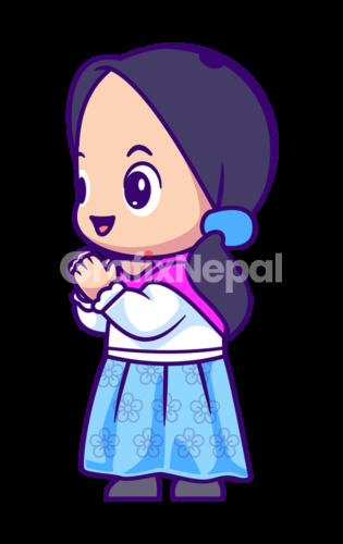 nepali Girl Namaste illustration