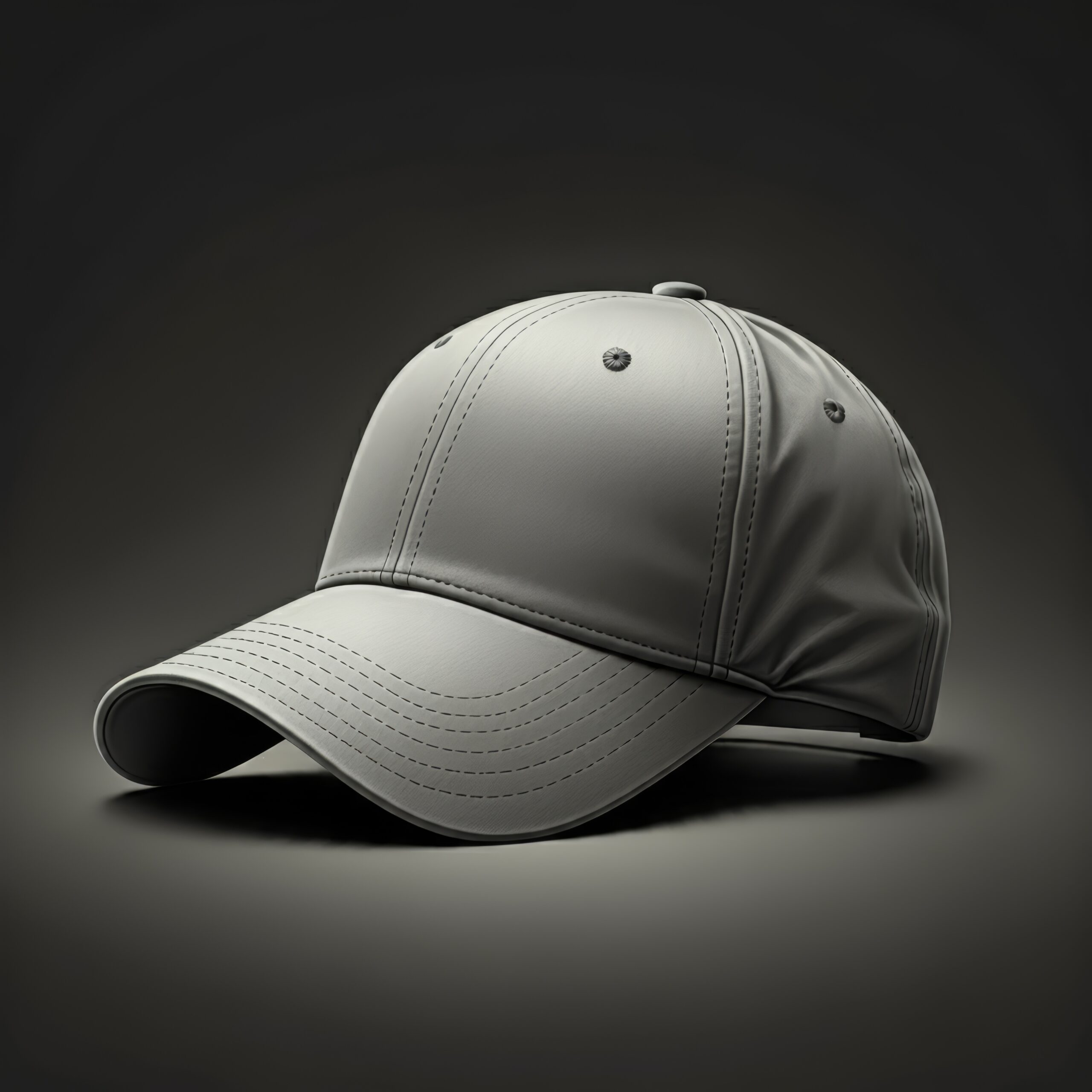 White Baseball Cap on White Background