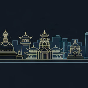 Kathmandu skyline, Nepal. Trendy vector illustration, linear style