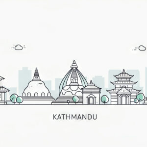Kathmandu skyline, Nepal. Trendy vector illustration, linear style