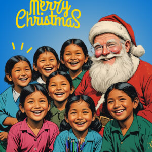 Merry christmas greeting Photoshop template design.
