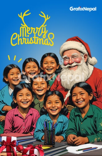 Merry christmas greeting Photoshop template design.