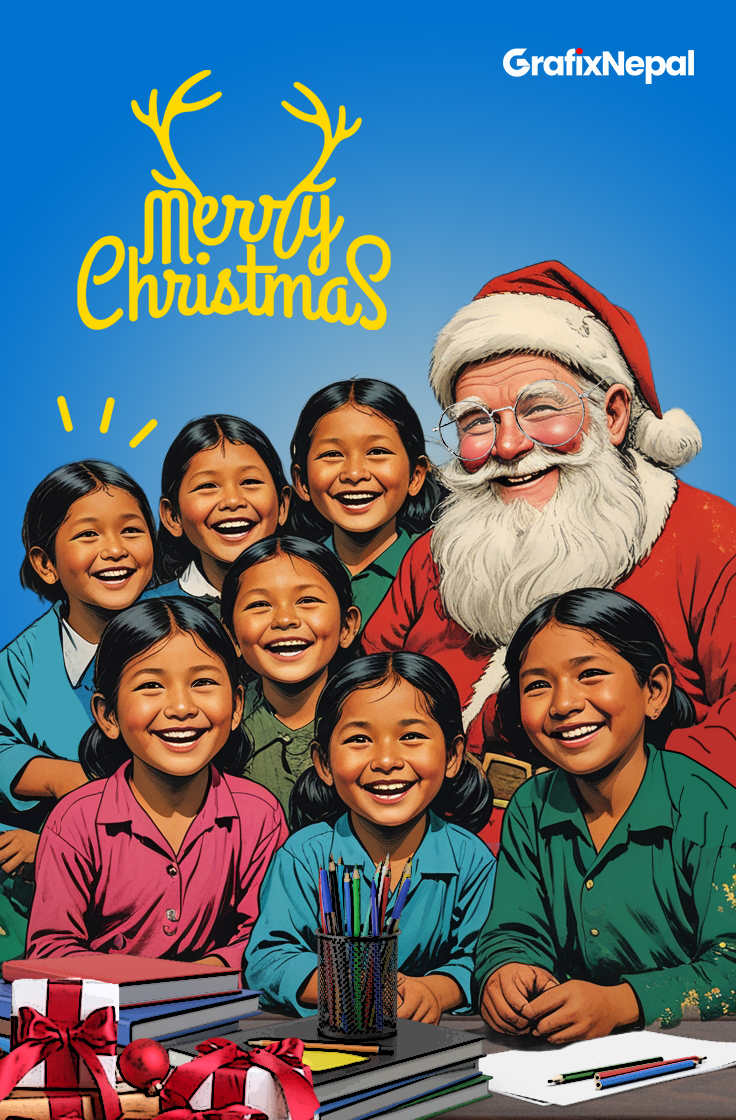 Merry christmas greeting Photoshop template design.